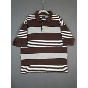 Evolution In Design Mens 5XL Brown Striped Polo Shirt Knit Hip Hop Street Wear